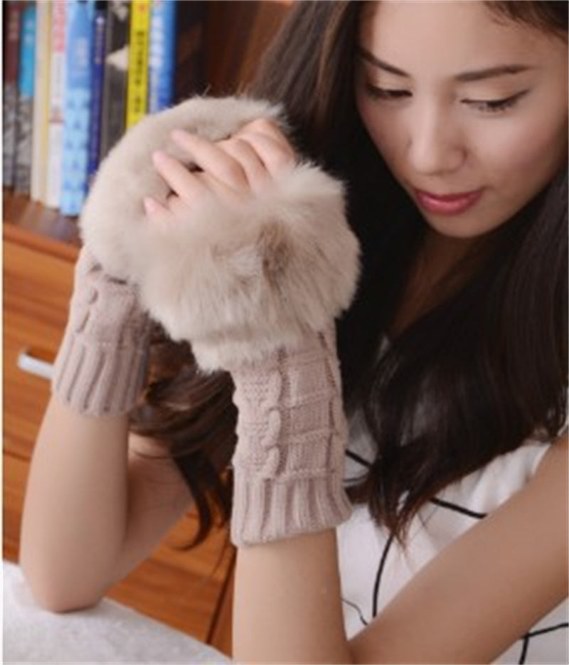 Women's Fashion Simple Solid Color Half Finger Gloves