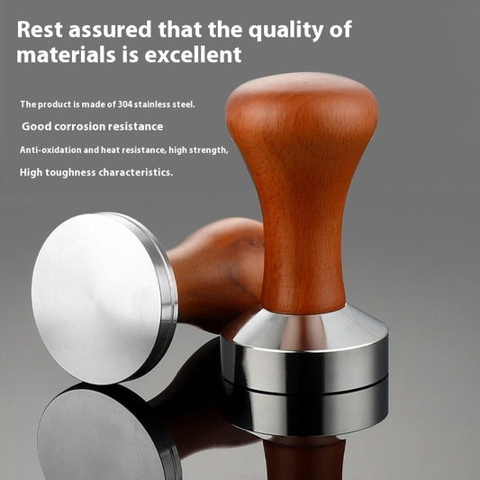 Wooden Handle Coffee Tamper Electroplated Alloy Tamper Coffee Distributor Powder Filler Supporting Equipment