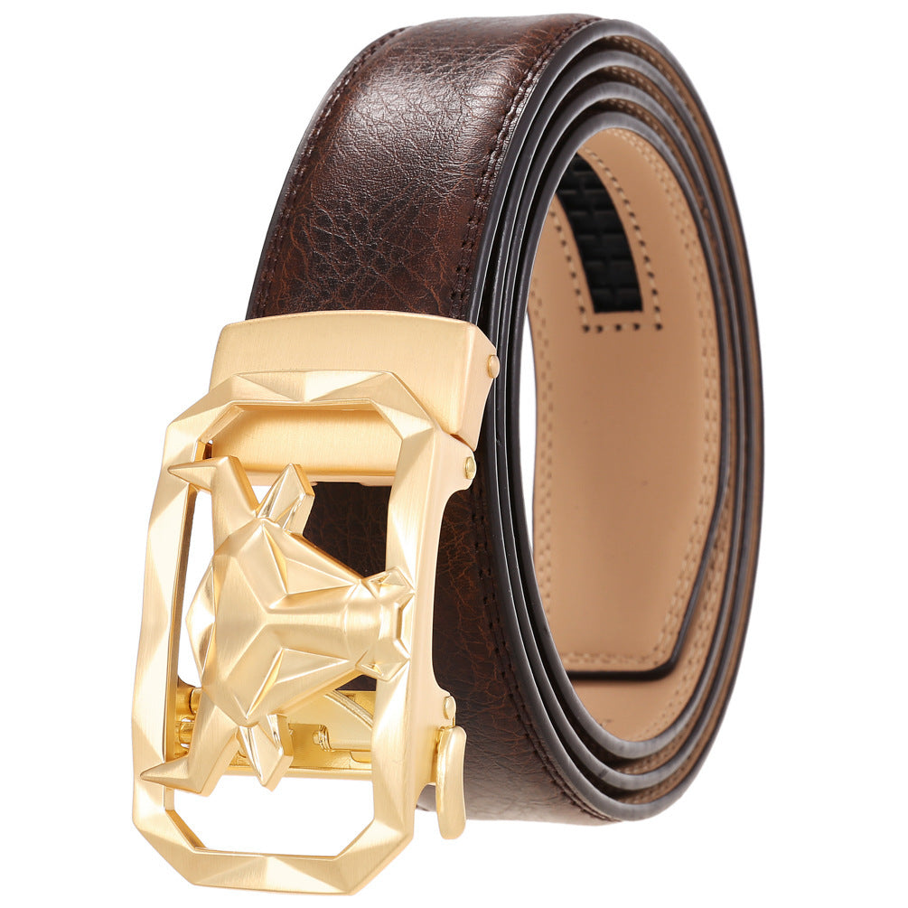 Fashion Men's Leather Belt Alloy Automatic Buckle