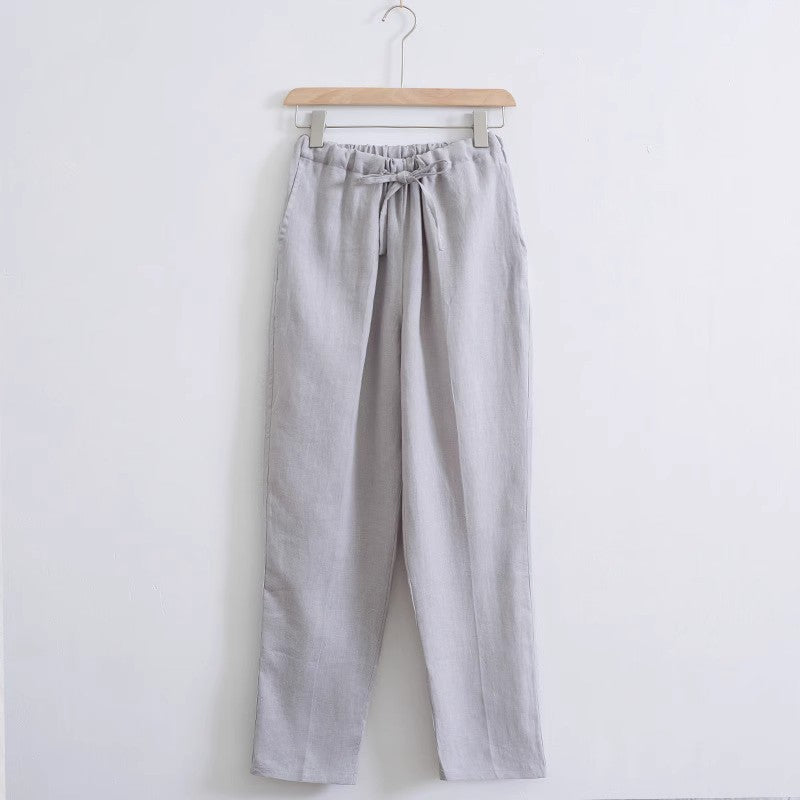 Lightweight Breathable Summer Plus Size Loose Straight Wide Leg Cotton And Linen Casual Pants