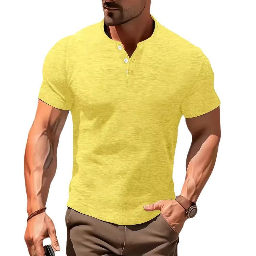 Men's Solid Color Casual Fashion Short Sleeved Shirt