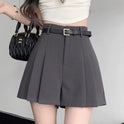 Gray Suit Shorts For Women Pleated Pantskirt