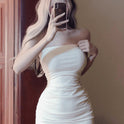 Like Woman Tube Top Dress Sexy Irregular Slim-fit Slimming Hip Skirt