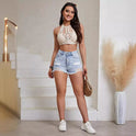 Women's Clothing European And American Fashion Holes Denim Shorts