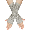 Women Wear Solid Color Warm Lotus Leaf Extended Gloves