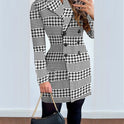 Women's Long-sleeved Double-breasted Suit Collar Printed Coat