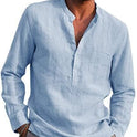 Men's Long Sleeve Casual Beach Linen Shirt