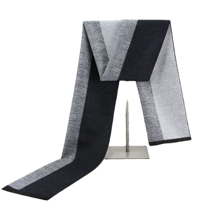 New Men's Winter Warm Cashmere-like Striped Business Scarf For Young People