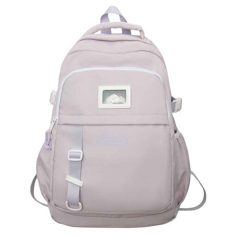 Fashion Color Contrast Stitching Schoolbag For Women