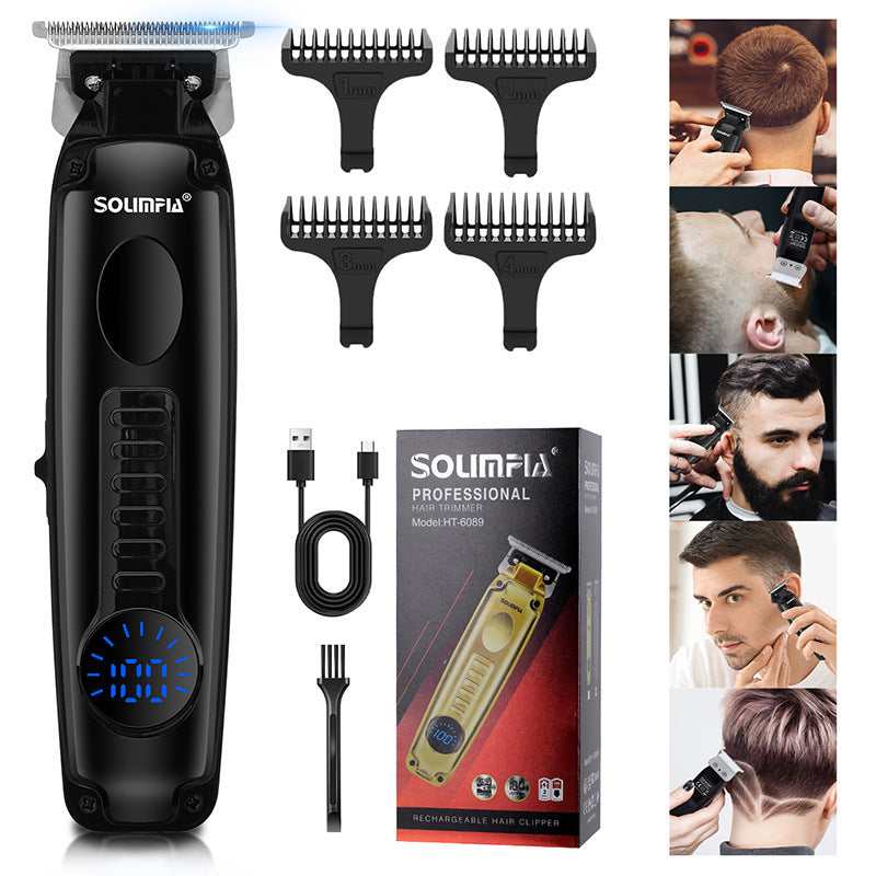 Electric Hair Clipper Engraving Scissors Gradient Push White Electric Clipper USB Charging