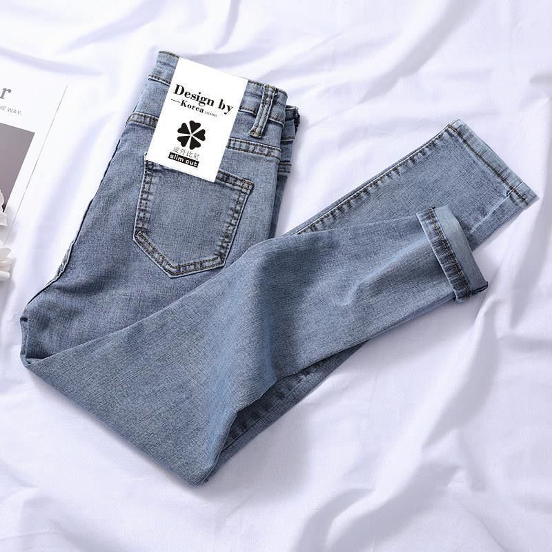 Jeans Female Slim Body Slim High Waist All-match Nine-point Pencil Feet