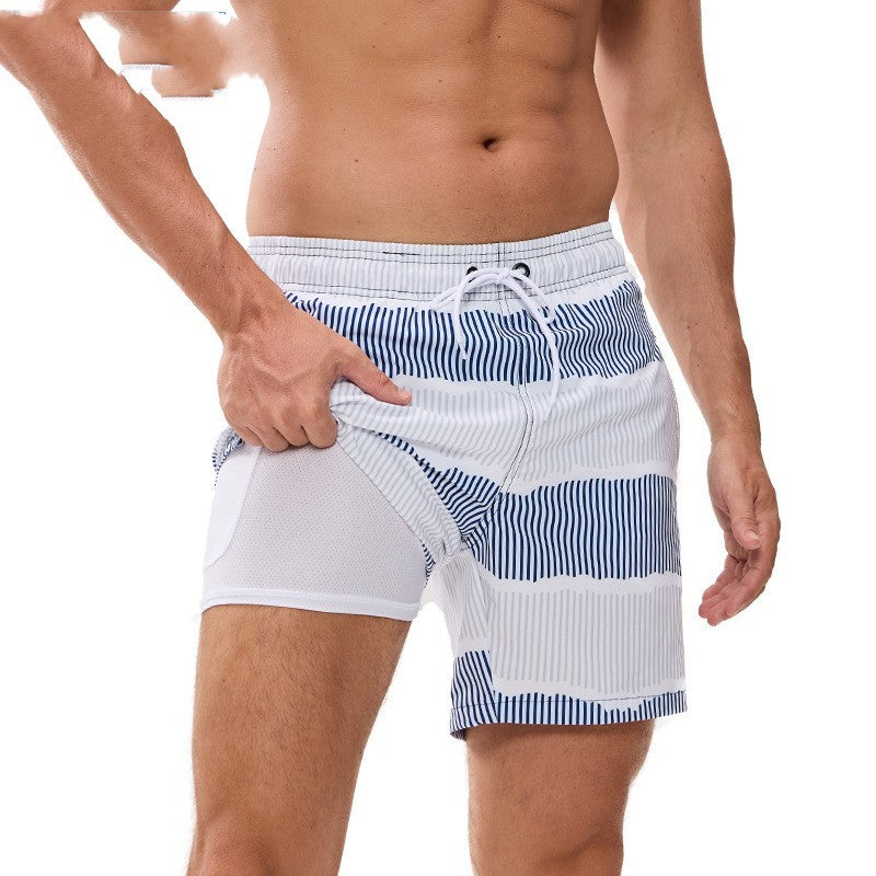 Men's Beach Pants Quick-drying Double-layer Swimming Trunks