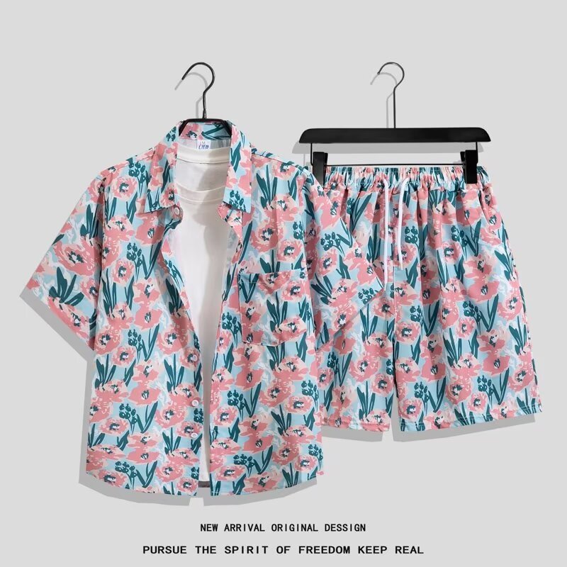 Hong Kong Style Retro Short Sleeve Printed Shirt