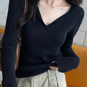 Solid Color Peter Pan Collar Knitwear Comfortable Soft Bottoming Shirt