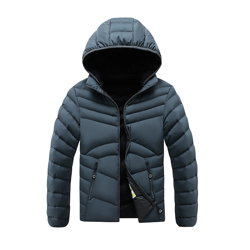 Men's Winter Rib Cotton-padded Coat Fleece-lined Long Sleeve