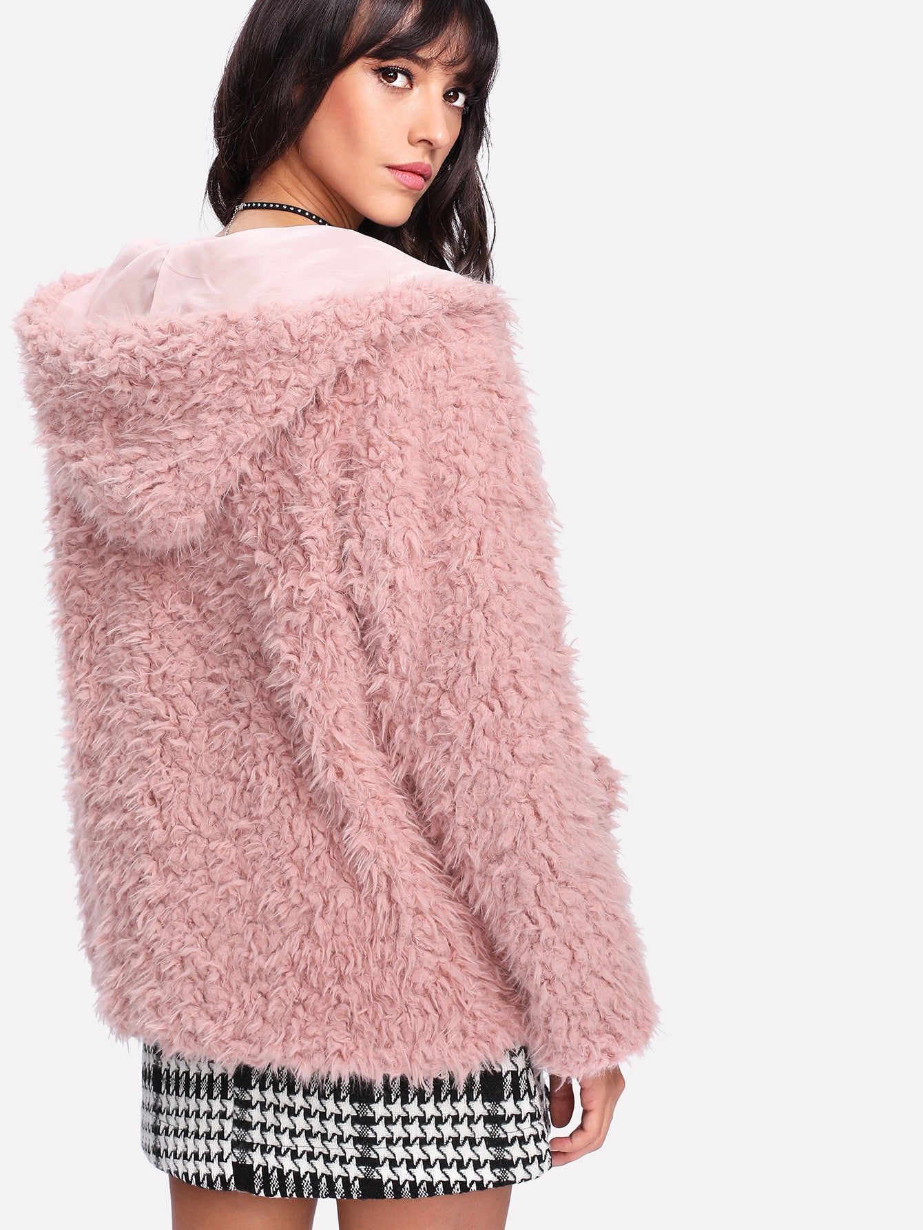 Women's Lamb Wool Hooded Plush Coat