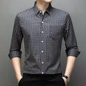 Long Sleeve Fine Plaid Shirt For Men Spring And Autumn