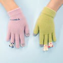 Plush Knitted Gloves With Fingertips For Women