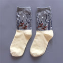 Christmas White Background Women's Mid-calf Length Sock Snowman Elk Socks