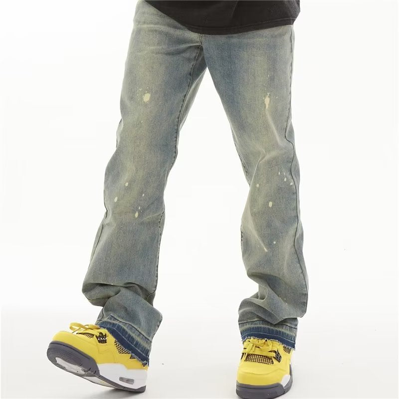 American Retro Distressed Yellow Mud Dyed Pants