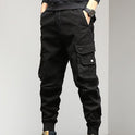 Men's Cropped Tooling Spring And Autumn Loose-fitting Casual Ankle-banded Trousers Multi-pocket