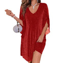 Pure Color Sequins Mid-length Women's Casual Dress