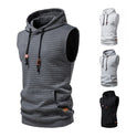 Men's Jacquard Sleeveless Solid Color Knitted Hoodie