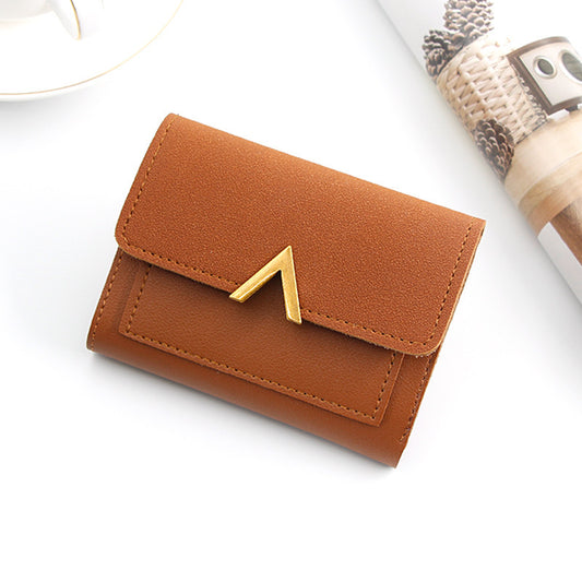 Simple Bronze Gold V-shaped Ladies Short Wallet