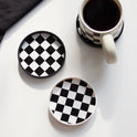 Black And White Chessboard Grid Teacup Mat Desktop Heat Insulation Anti-scald Creative Round Desktop Non-slip Coaster