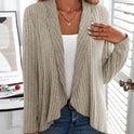 Long Sleeve Solid Color Loose Cardigan Top Women's Knitting Coat