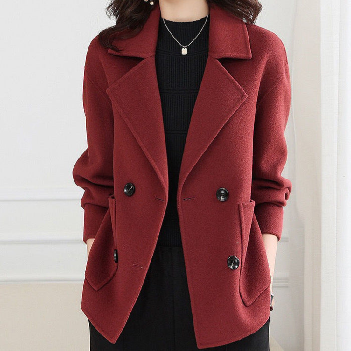 Casual Woolen Coat Thickened Overcoat Mom All-matching Western Short Top