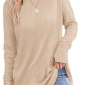 Solid Color Split-finger Long-sleeved Shirt Loose Mid-length