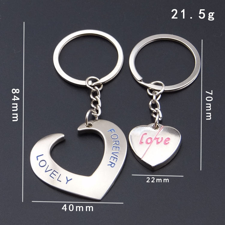 Heart-to-heart Connected Couple Keychain Pendant Personalized Heart-shaped Gift Gift