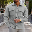 Men's Lapel Single Breasted Solid Color Jacket