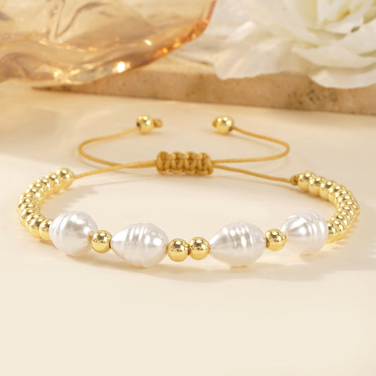 White Thread Diamond Pearl Bracelet