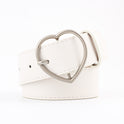 Women's Alloy Peach Heart Japanese Buckle Frosted Leather Wide Belt