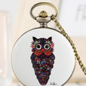 Flip Cartoon Owl Pattern Pocket Watch Cute Student's