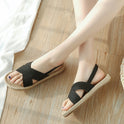 Linen Women's Sandals Cross One Word Strap Women's Shoes