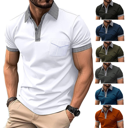 Casual Pocket Stitching Button Polo Shirt