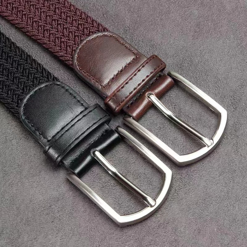 Men's Casual Stretch Woven Leather Belt