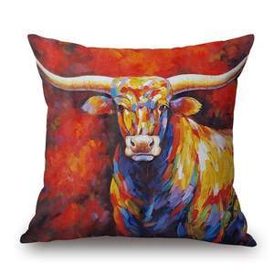 Oil Painting Animal Art Linen Pillowcase Linen Backrest