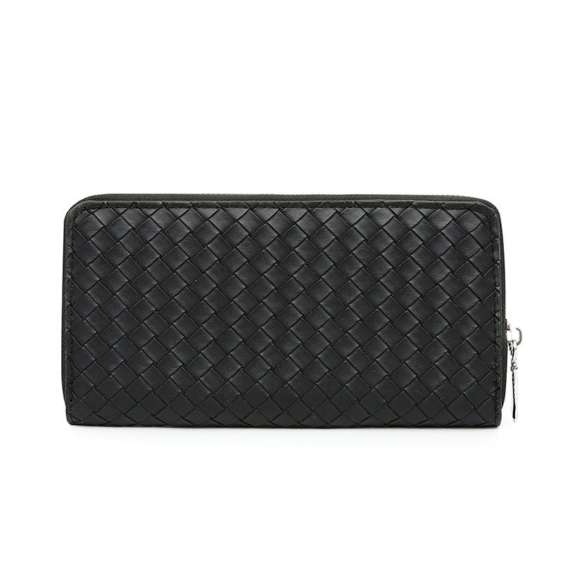 Men's Simple Leather Woven Pattern Wallet