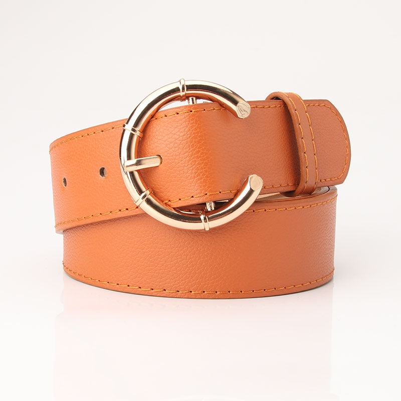 Women's Belt Alloy Pin Buckle C- Shaped Buckle Head Belt