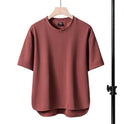 Men's New Solid Color Round Neck Loose Top T-shirt With Short Sleeves