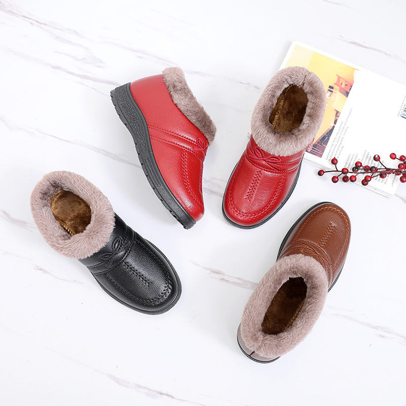 Winter Lady Old Beijing Cloth Shoes With Fleece To Keep Warm