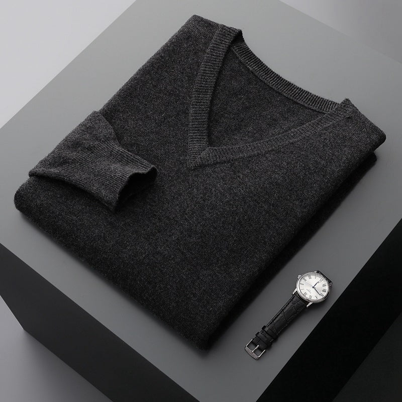 Men's V-neck Loose Business Oversized Knit Sweater