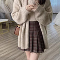 Ladies Lazy Knitted Cardigan Coat Plaid