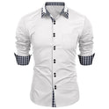 Collar Stitching Plaid Lapel Shirt European And American