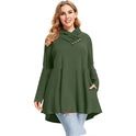 Women's Crinkle Collar Plus Size Top Long Sleeve Tunic