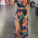 Printed Floral Dress Two-piece Suit For Women